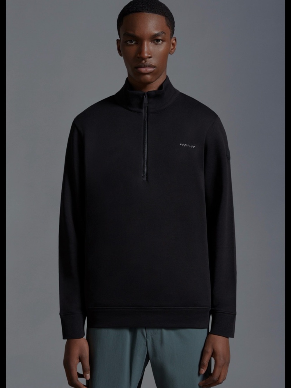 Moncler Men's Black Half-Zip Pullover Sweater